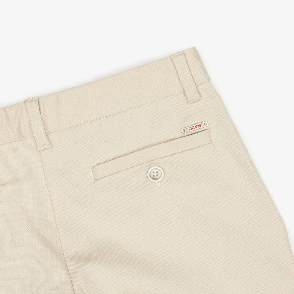 Varones One-Boys Navy Blue & Beige Double Breasted Suit | Childrensalon