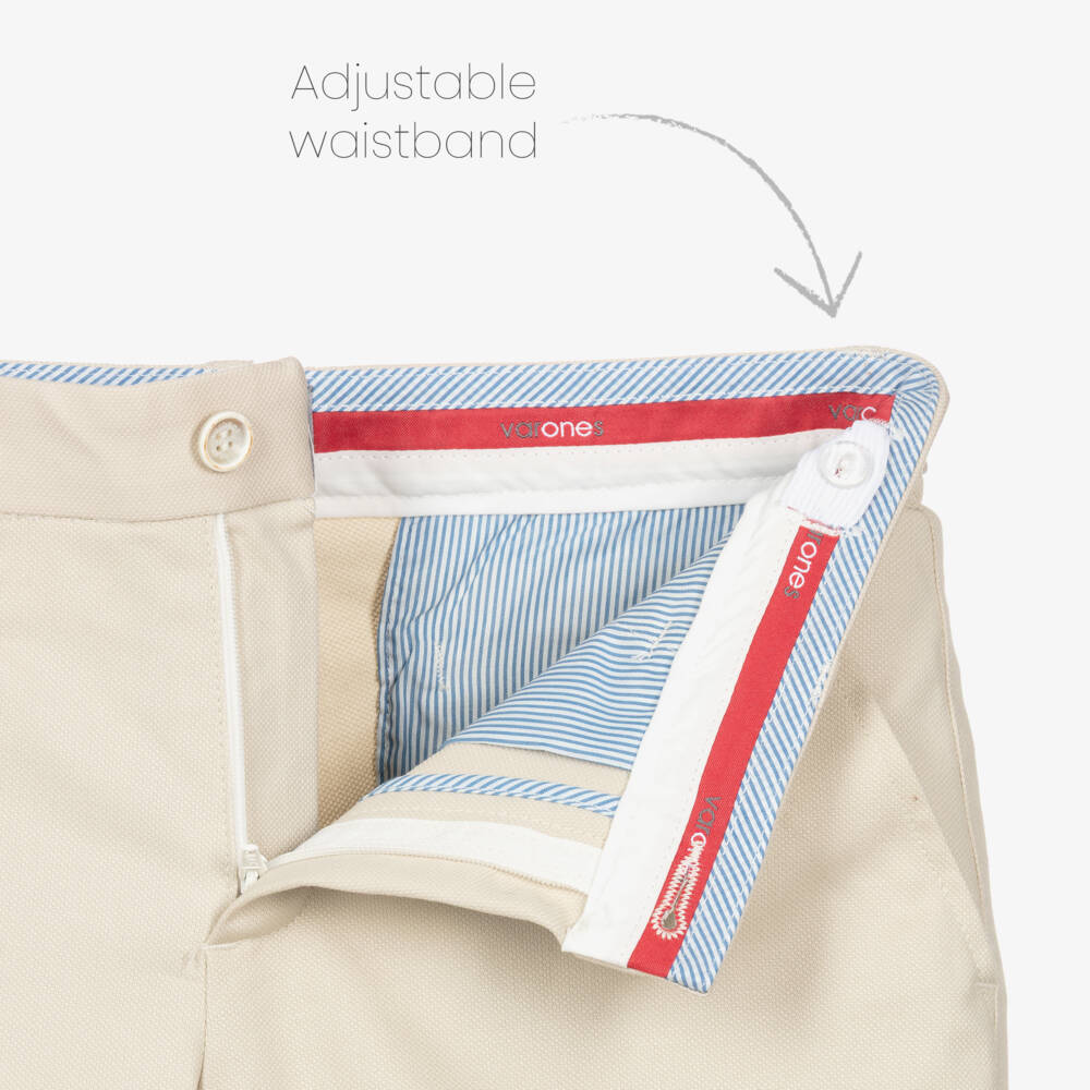 Varones One-Boys Navy Blue & Beige Double Breasted Suit | Childrensalon