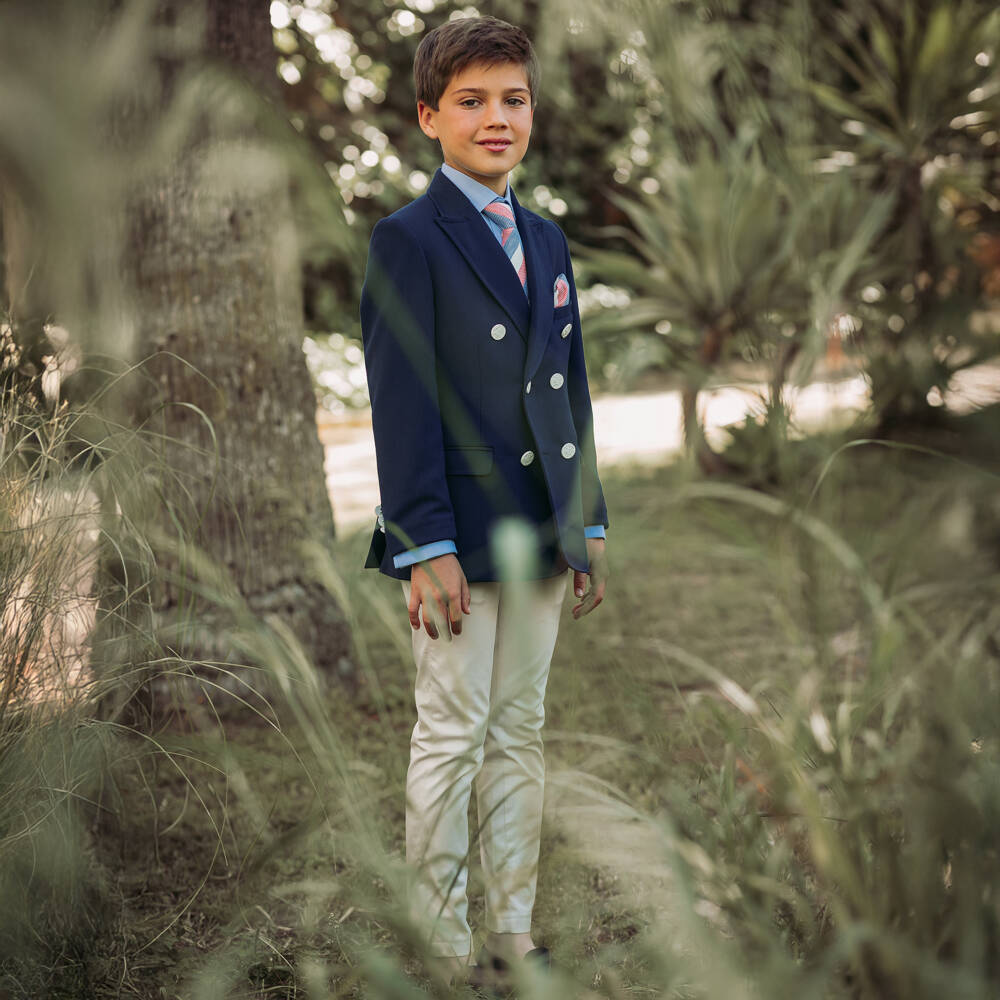 Varones One-بدلة مزدوجة الصدر لون كحلي وبيج للأولاد | Childrensalon