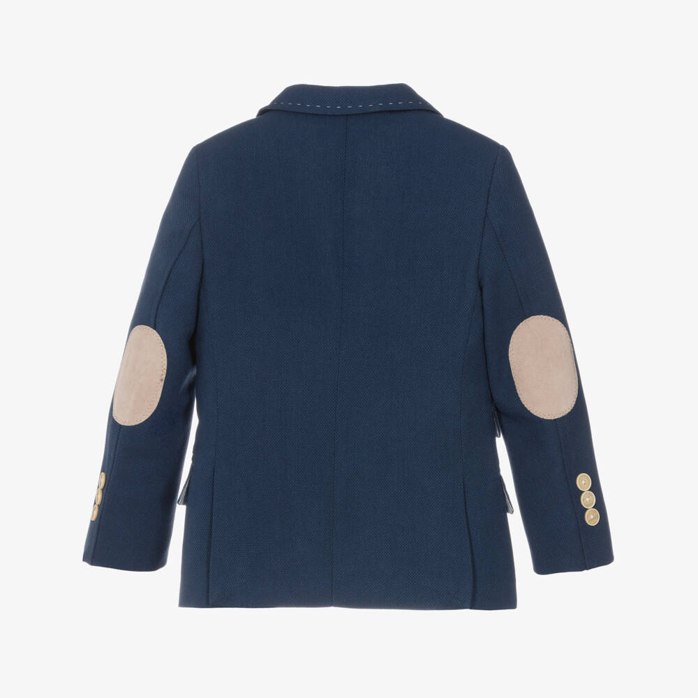 Varones One-Boys Navy Blue Blazer with Stitch Detailing | Childrensalon