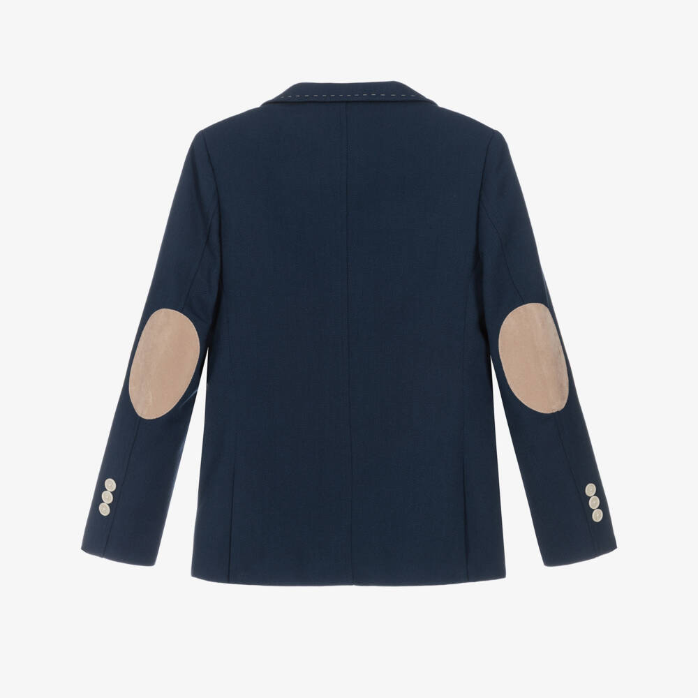 Varones One-Boys Navy Blue Blazer with Stitch Detailing | Childrensalon