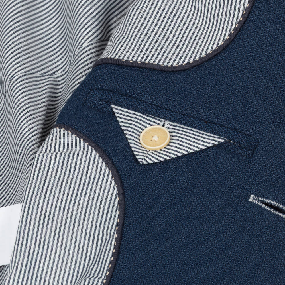 Varones One-Boys Navy Blue Blazer with Stitch Detailing | Childrensalon