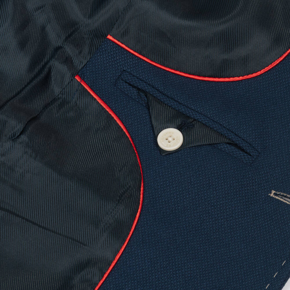 Varones One-Boys Navy Blue Blazer with Stitch Detailing | Childrensalon