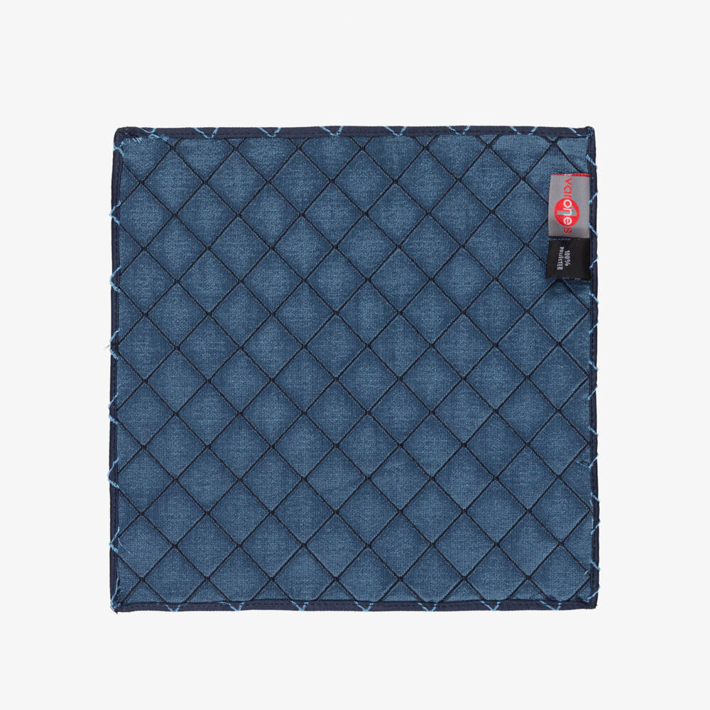 Varones One-Boys Navy Blue Check Pattern Pocket Square | Childrensalon