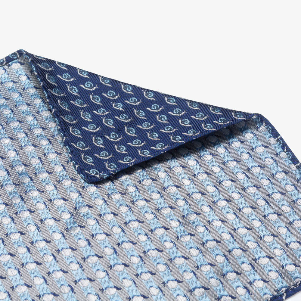 Varones One-Boys Navy Blue Snail Pattern Pocket Square | Childrensalon