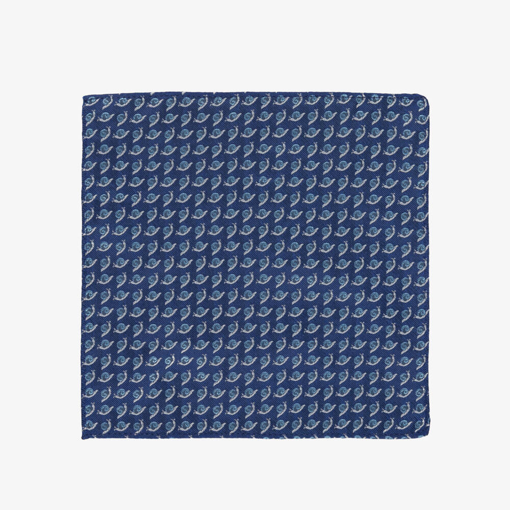Varones One-Boys Navy Blue Snail Pattern Pocket Square | Childrensalon