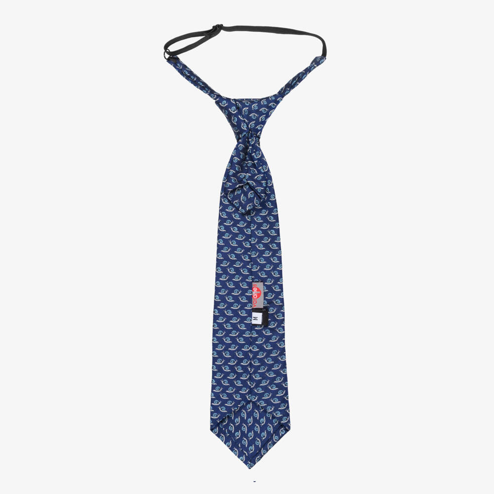 Varones One-Boys Navy Blue Snail Pattern Tie | Childrensalon