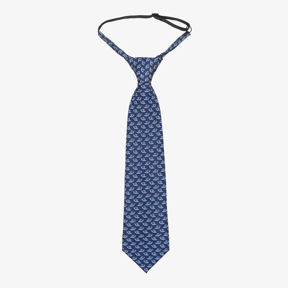 Varones One-Boys Navy Blue Snail Pattern Tie | Childrensalon