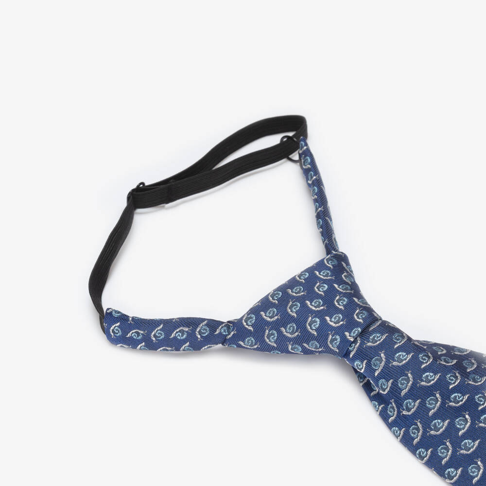 Varones One-Boys Navy Blue Snail Pattern Tie | Childrensalon