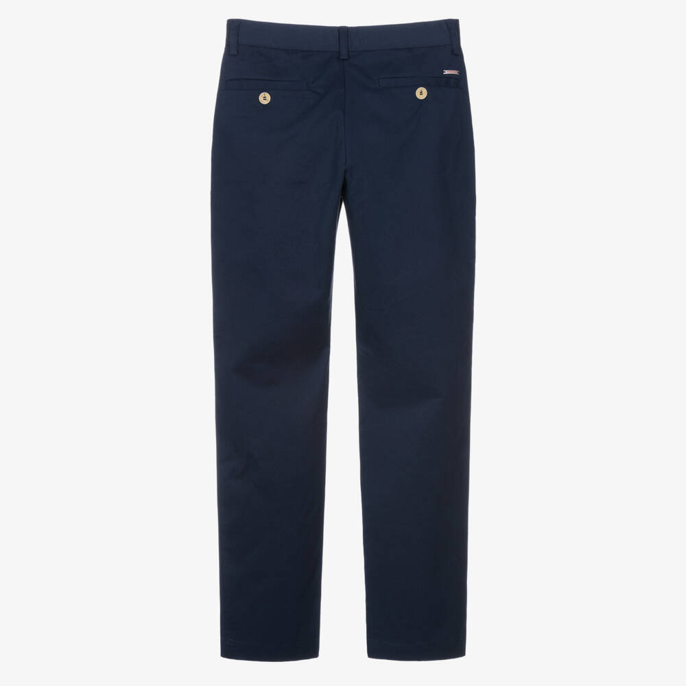 Varones One-Boys Navy Blue Straight Leg Cotton Trousers | Childrensalon