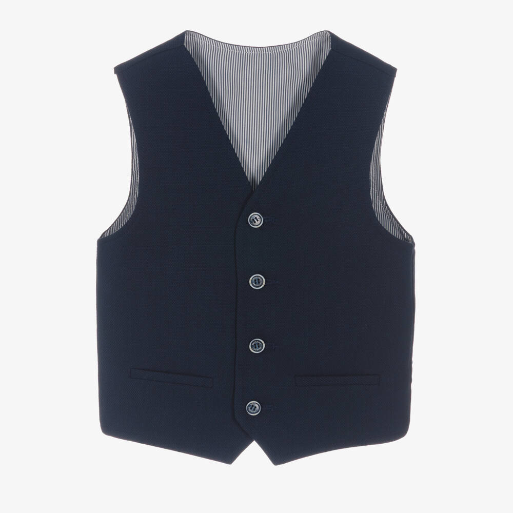 Varones One-Boys Navy Blue Waistcoat | Childrensalon
