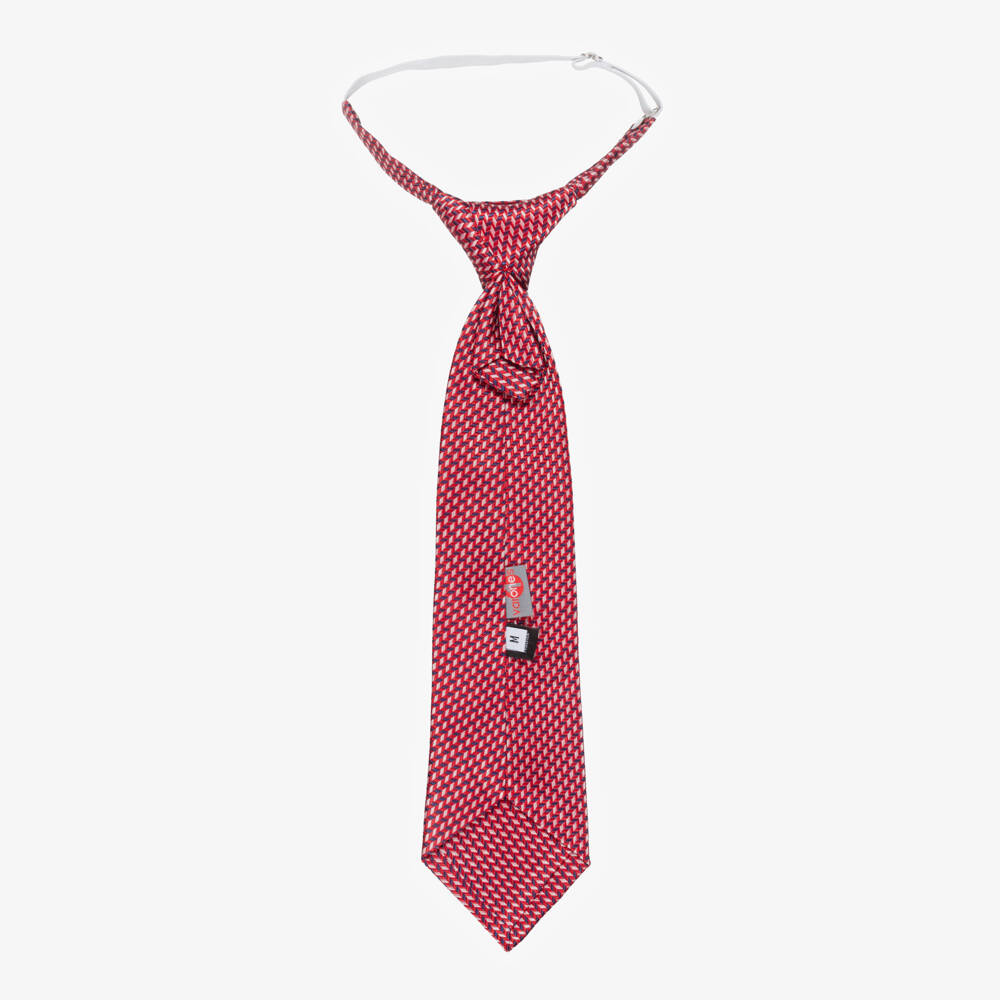 Varones One-Boys Red Chevron Pattern Tie | Childrensalon