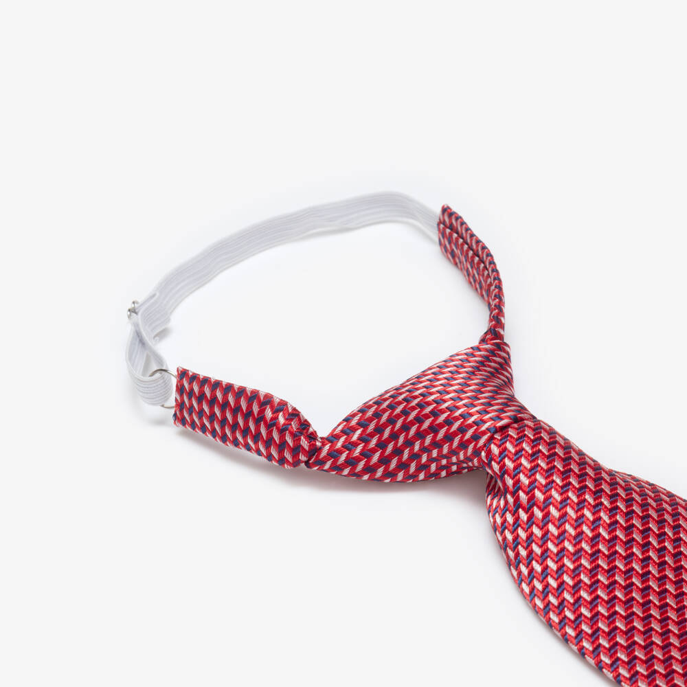 Varones One-Boys Red Chevron Pattern Tie | Childrensalon