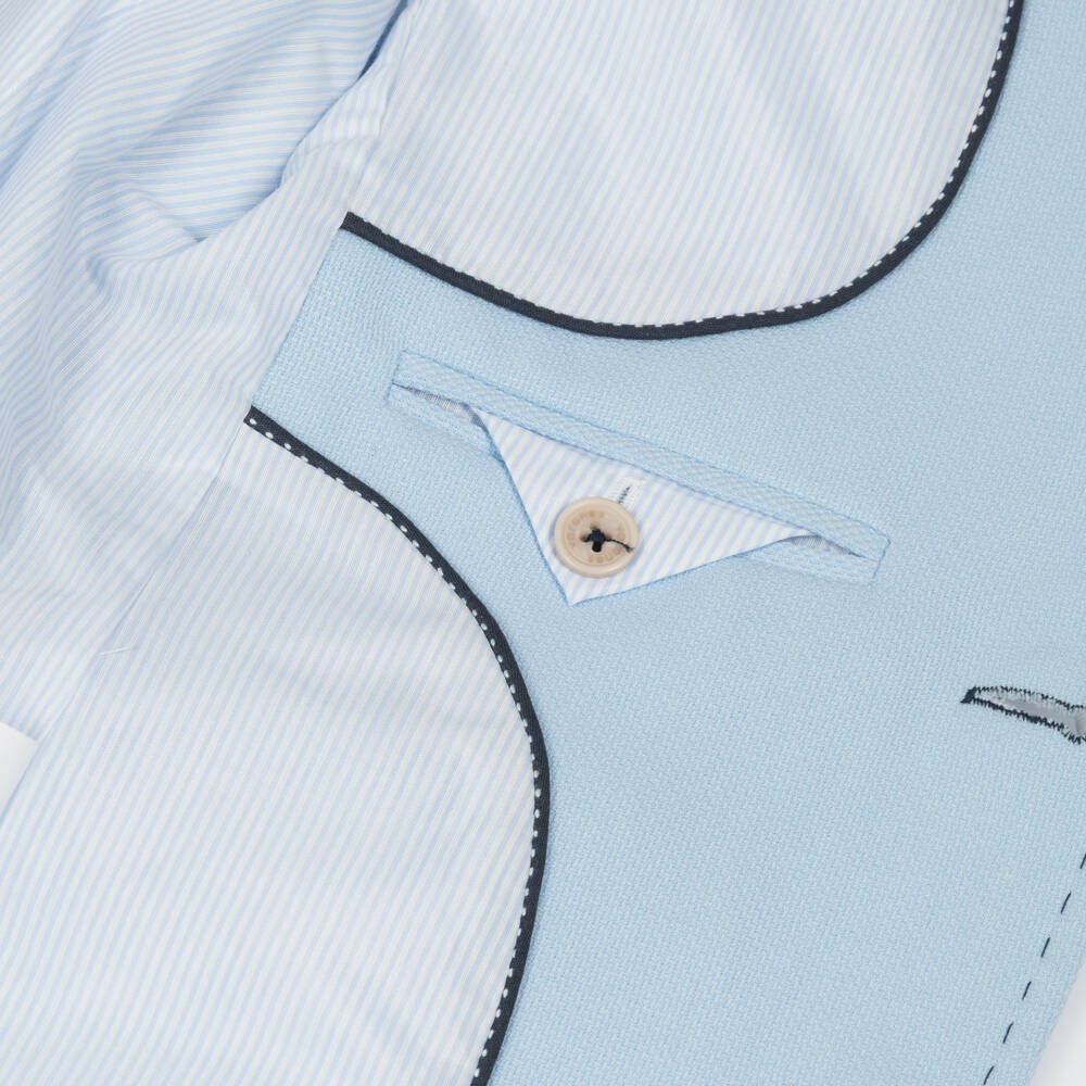 Varones One-Boys Sky Blue Blazer with Stitch Detailing | Childrensalon