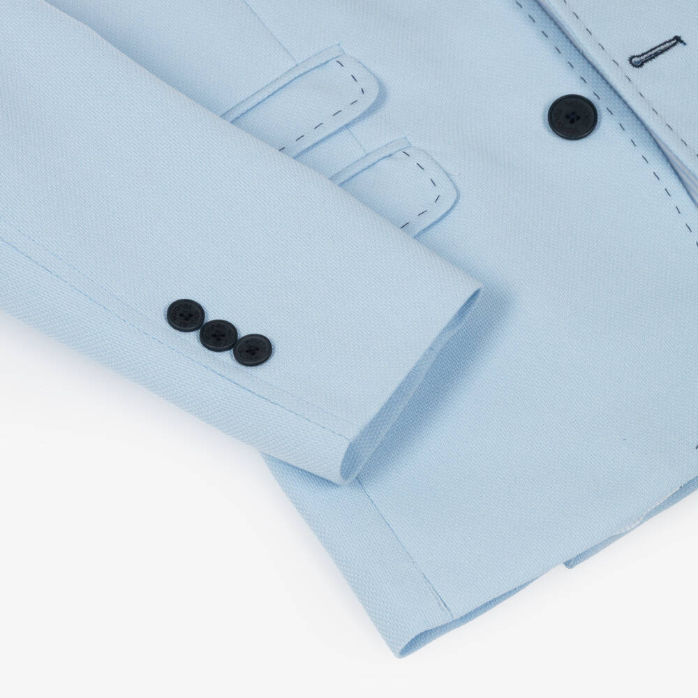 Varones One-Boys Sky Blue Blazer with Stitch Detailing | Childrensalon