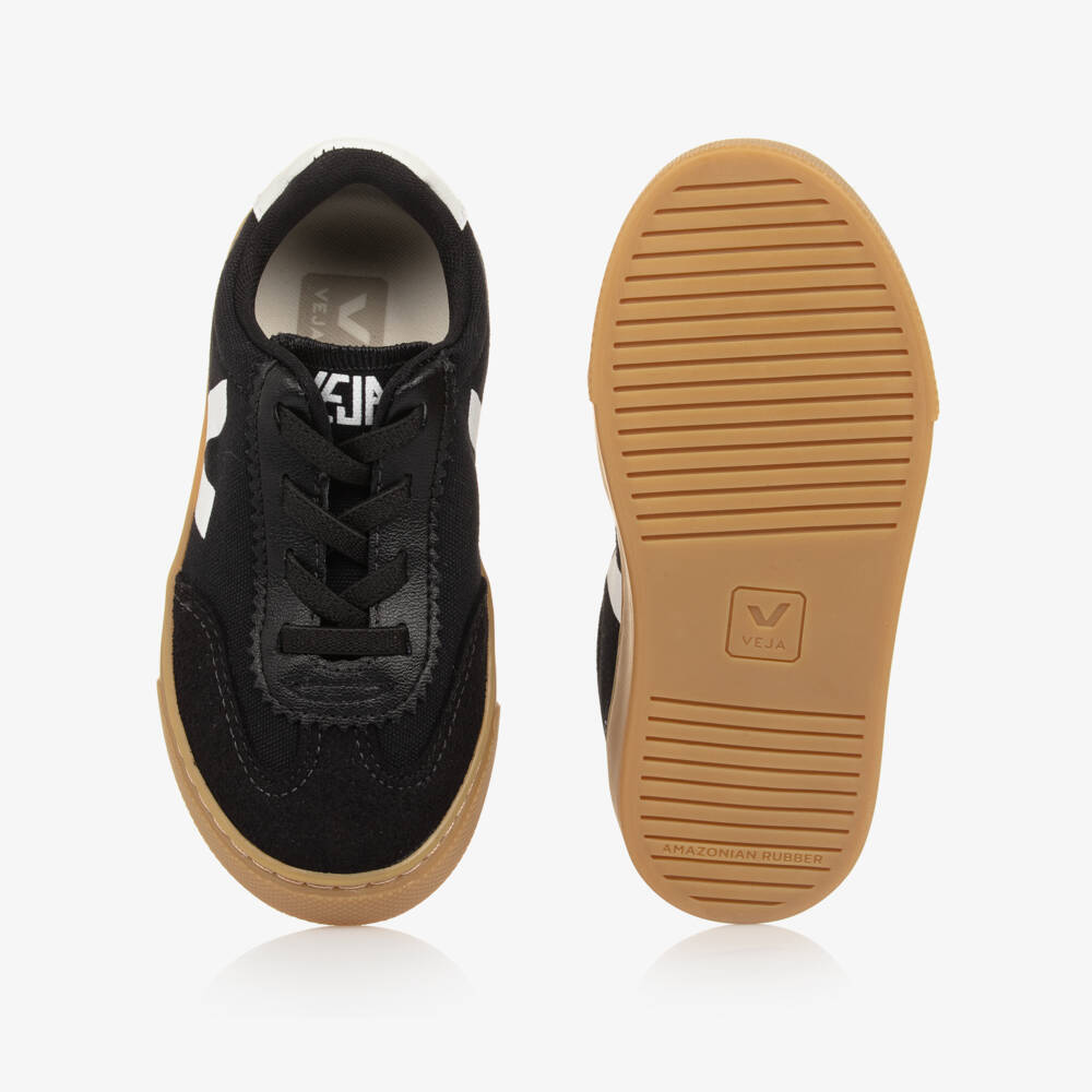 VEJA-حذاء رياضي سهل الارتداء كانفاس لون أسود | Childrensalon