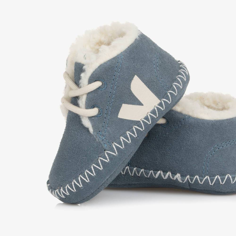 VEJA-Blue Suede Leather Pierre Pre-Walker Shoes | Childrensalon