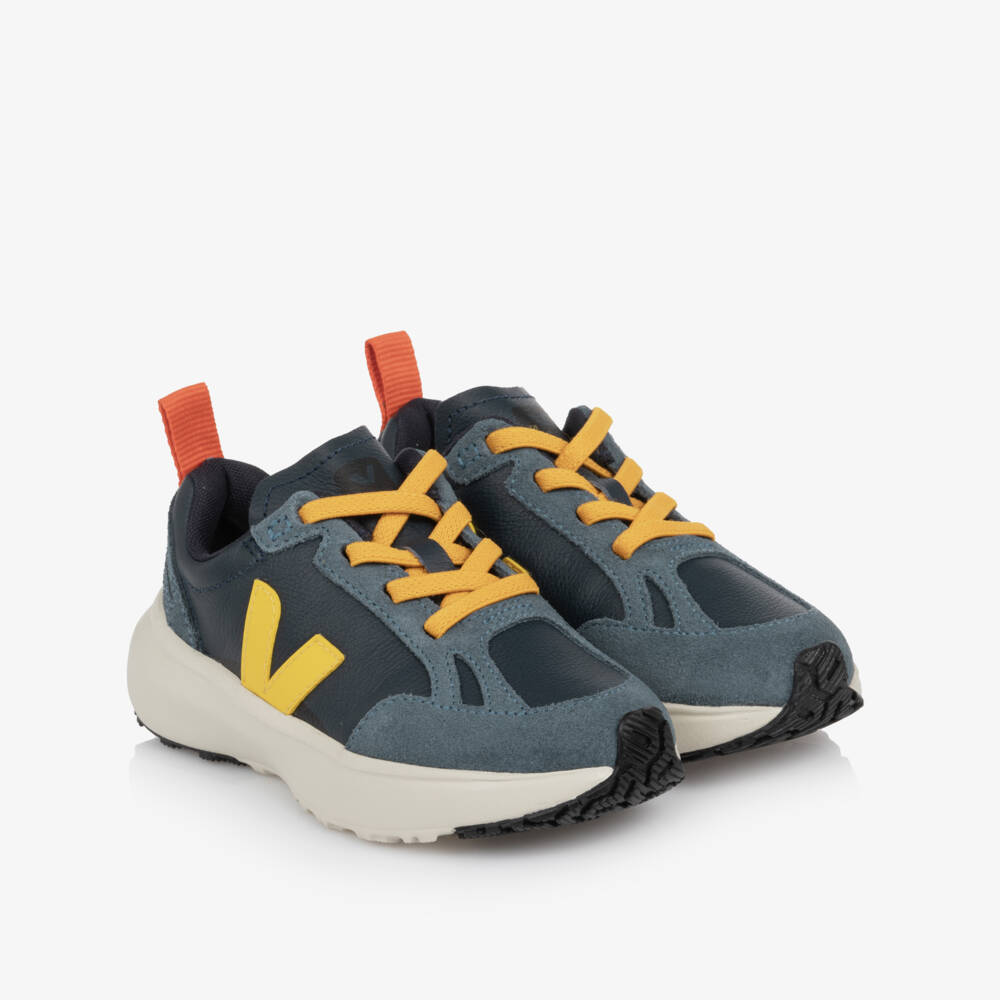 VEJA-Boys Blue Canary Light Leather Trainers | Childrensalon
