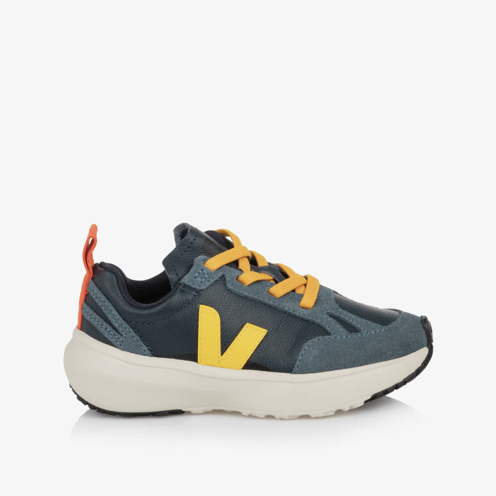 VEJA-Boys Blue Canary Light Leather Trainers | Childrensalon
