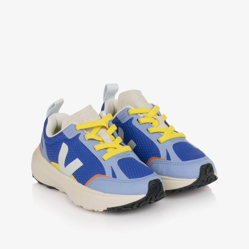 VEJA-Boys Blue Mesh Canary Slip On Trainers | Childrensalon