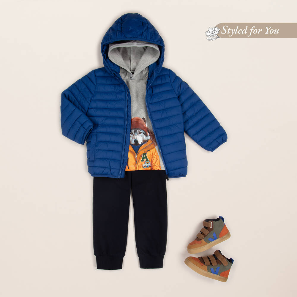 VEJA-حذاء رياضي V-10 جلد شامواه لون بني وأزرق للأولاد | Childrensalon