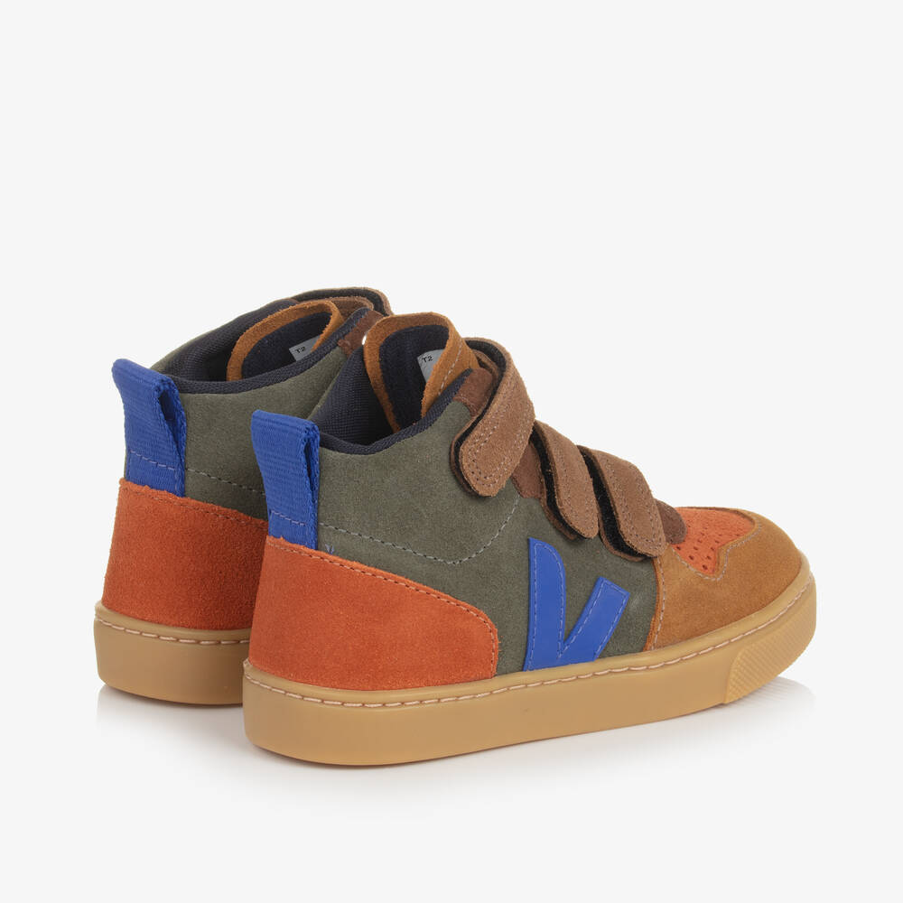 VEJA-حذاء رياضي V-10 جلد شامواه لون بني وأزرق للأولاد | Childrensalon