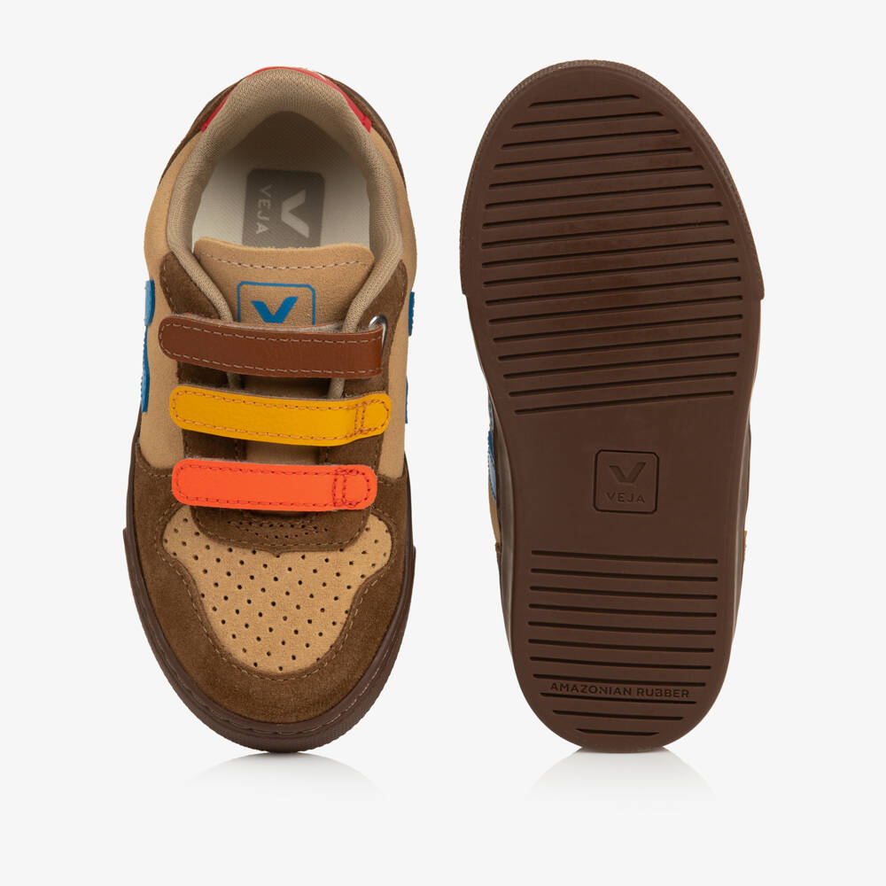 VEJA-Boys Brown & Blue V-10 Suede Trainers | Childrensalon