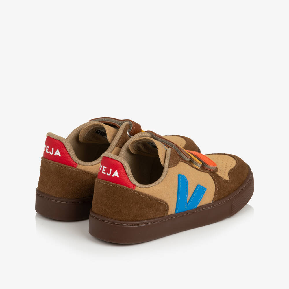 VEJA-Boys Brown & Blue V-10 Suede Trainers | Childrensalon