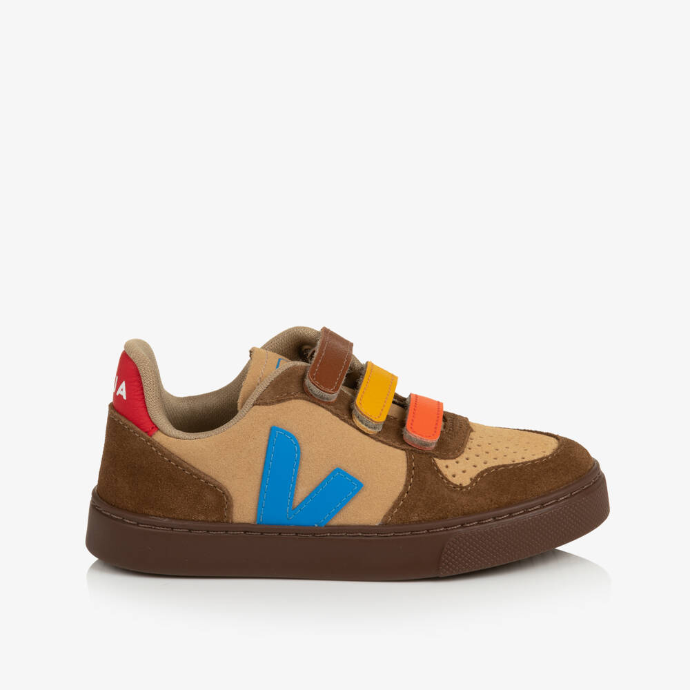 VEJA-Boys Brown & Blue V-10 Suede Trainers | Childrensalon