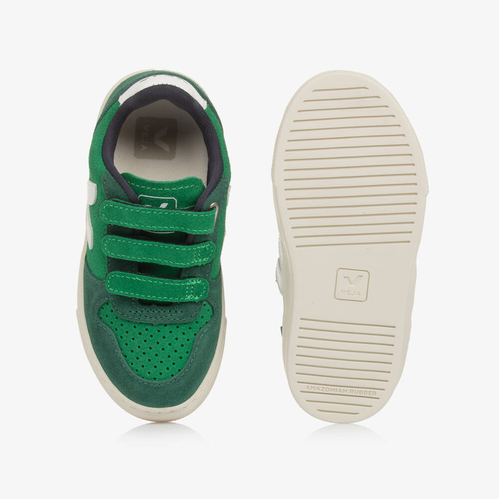 VEJA-Boys Green Suede Leather V-10 Trainers | Childrensalon