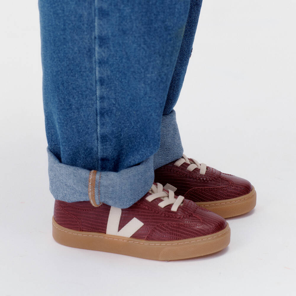 VEJA-Burgundy Red Slip On Small Volley Leather Trainers | Childrensalon