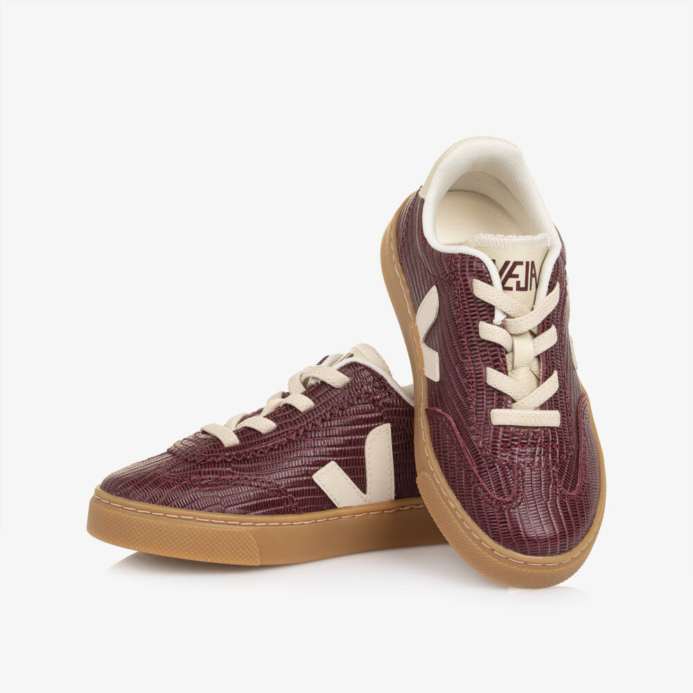 VEJA-Burgundy Red Slip On Small Volley Leather Trainers | Childrensalon