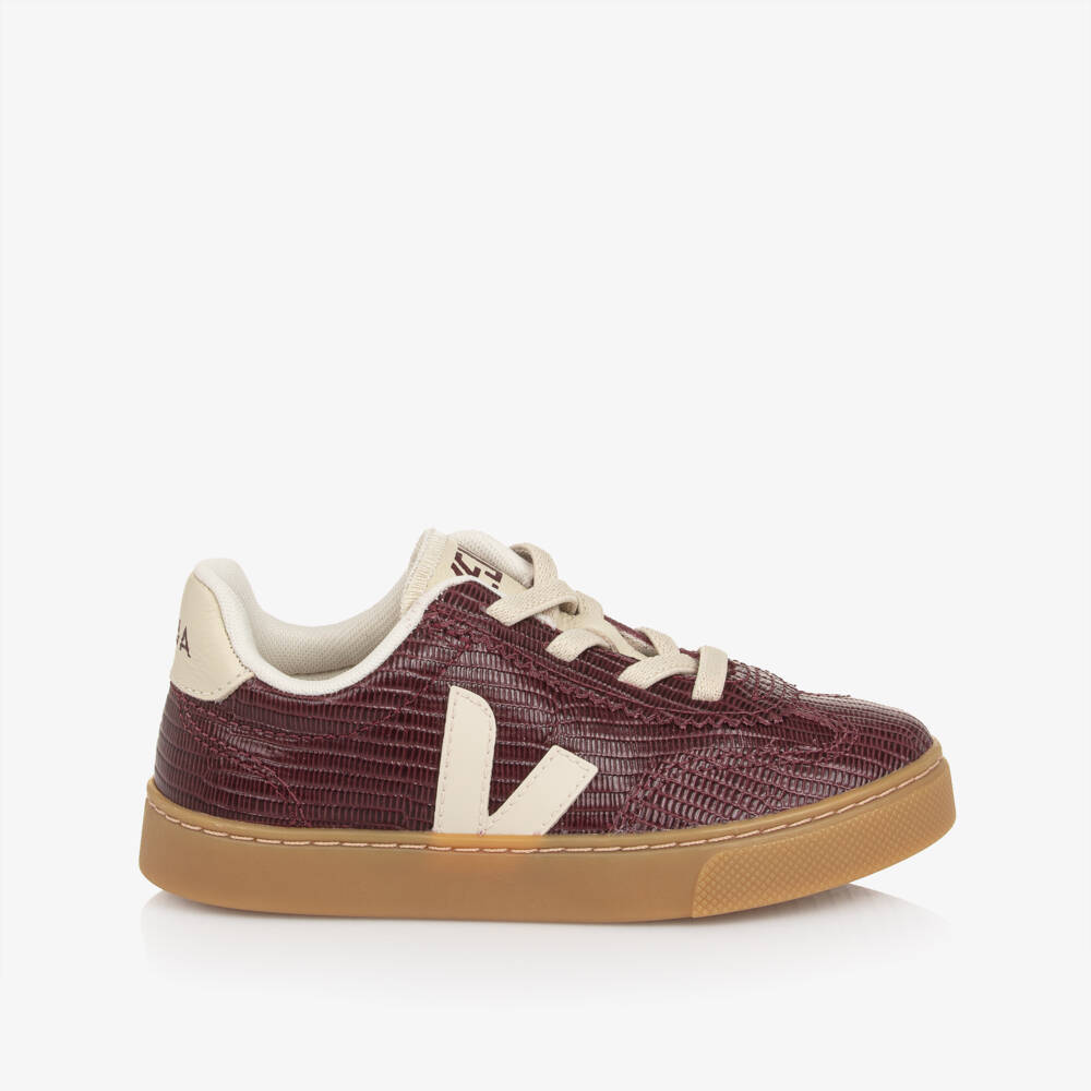 VEJA-Burgundy Red Slip On Small Volley Leather Trainers | Childrensalon