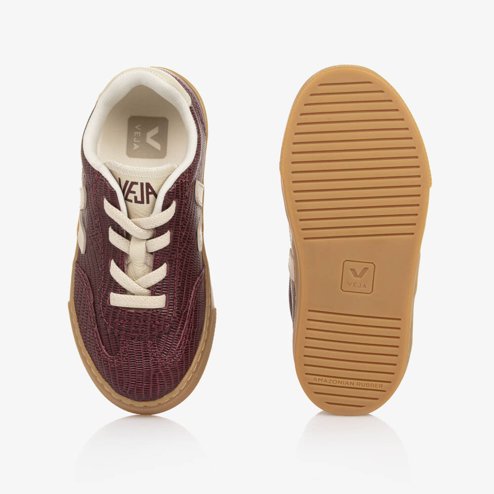 VEJA-Burgundy Red Slip On Small Volley Leather Trainers | Childrensalon