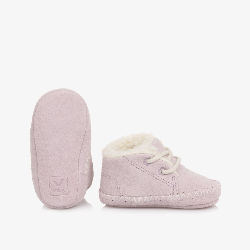 VEJA-Girls Lilac Purple Suede Leather Pierre Pre-Walker Shoes | Childrensalon