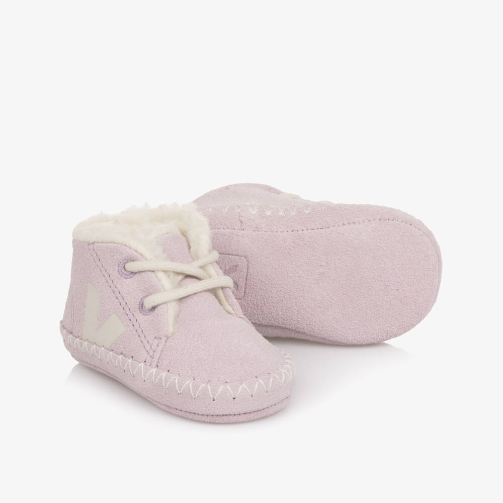 VEJA-Girls Lilac Purple Suede Leather Pierre Pre-Walker Shoes | Childrensalon