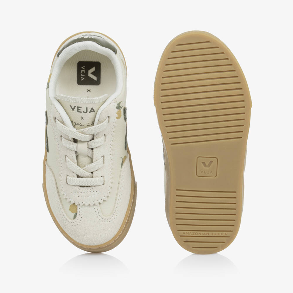 VEJA-Konges Sløjd Small Volley Leather Trainers in Ivory | Childrensalon