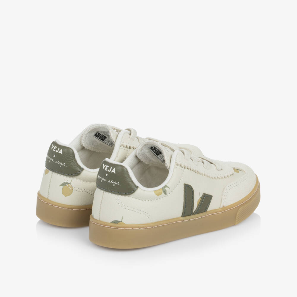 VEJA-Konges Sløjd Small Volley Leather Trainers in Ivory | Childrensalon