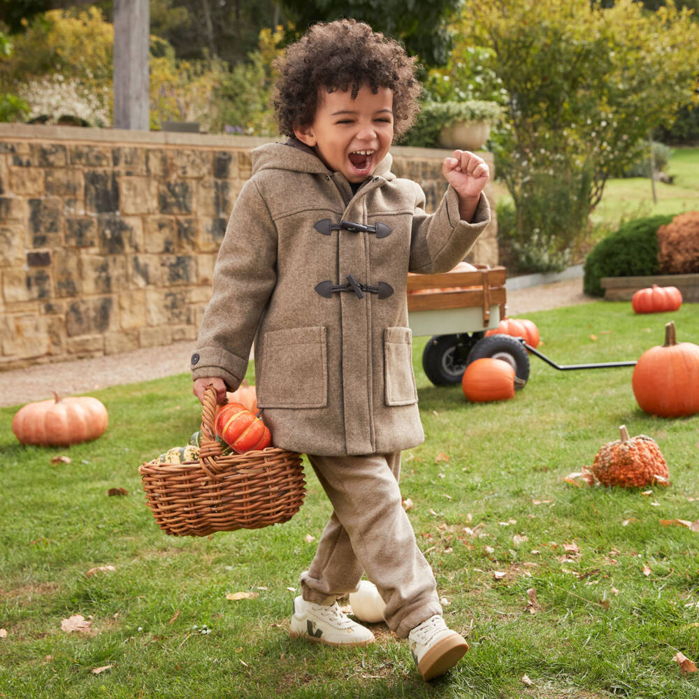 VEJA-Konges Sløjd Small Volley Leather Trainers in Ivory | Childrensalon