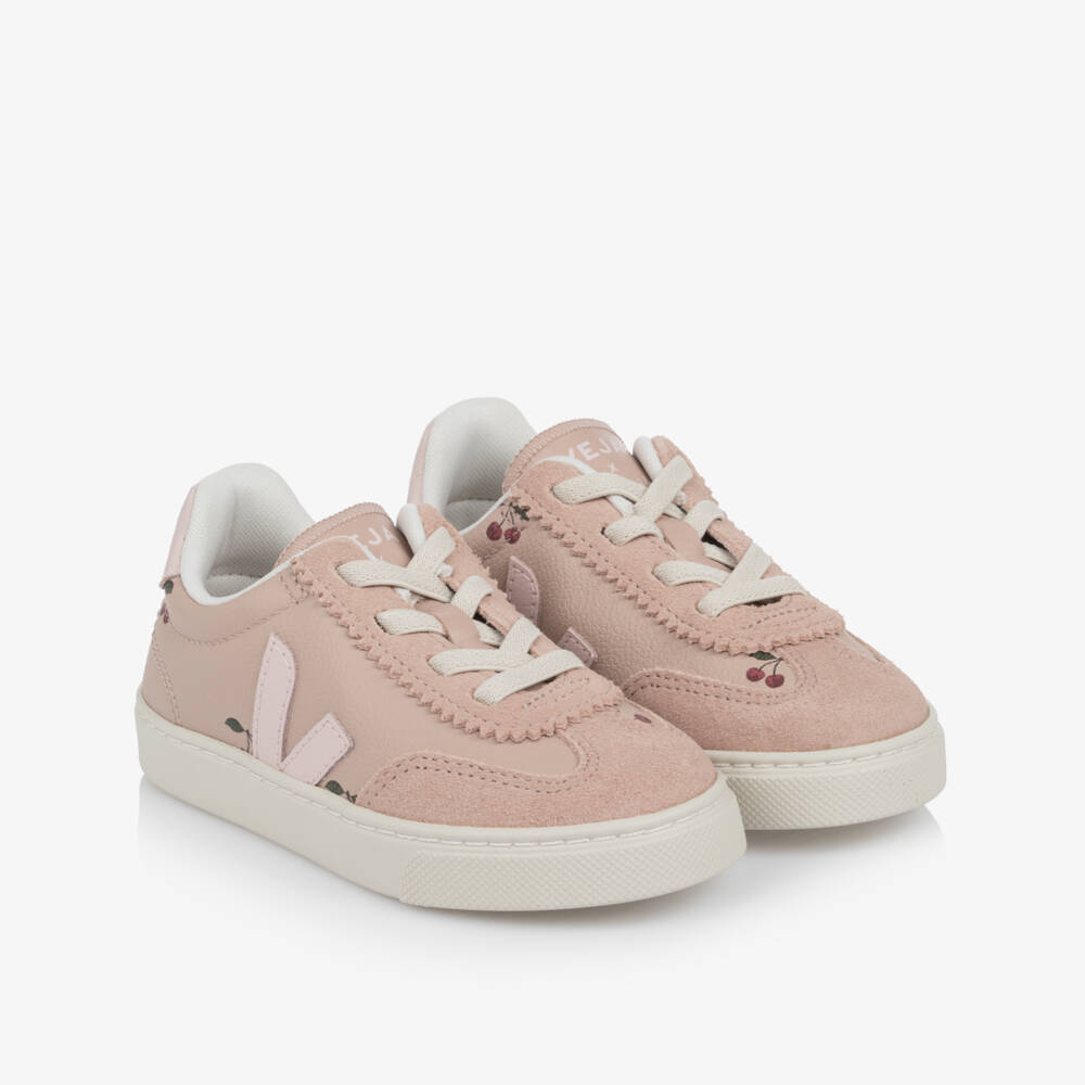 VEJA-Konges Sløjd Small Volley Leather Trainers in Pink | Childrensalon