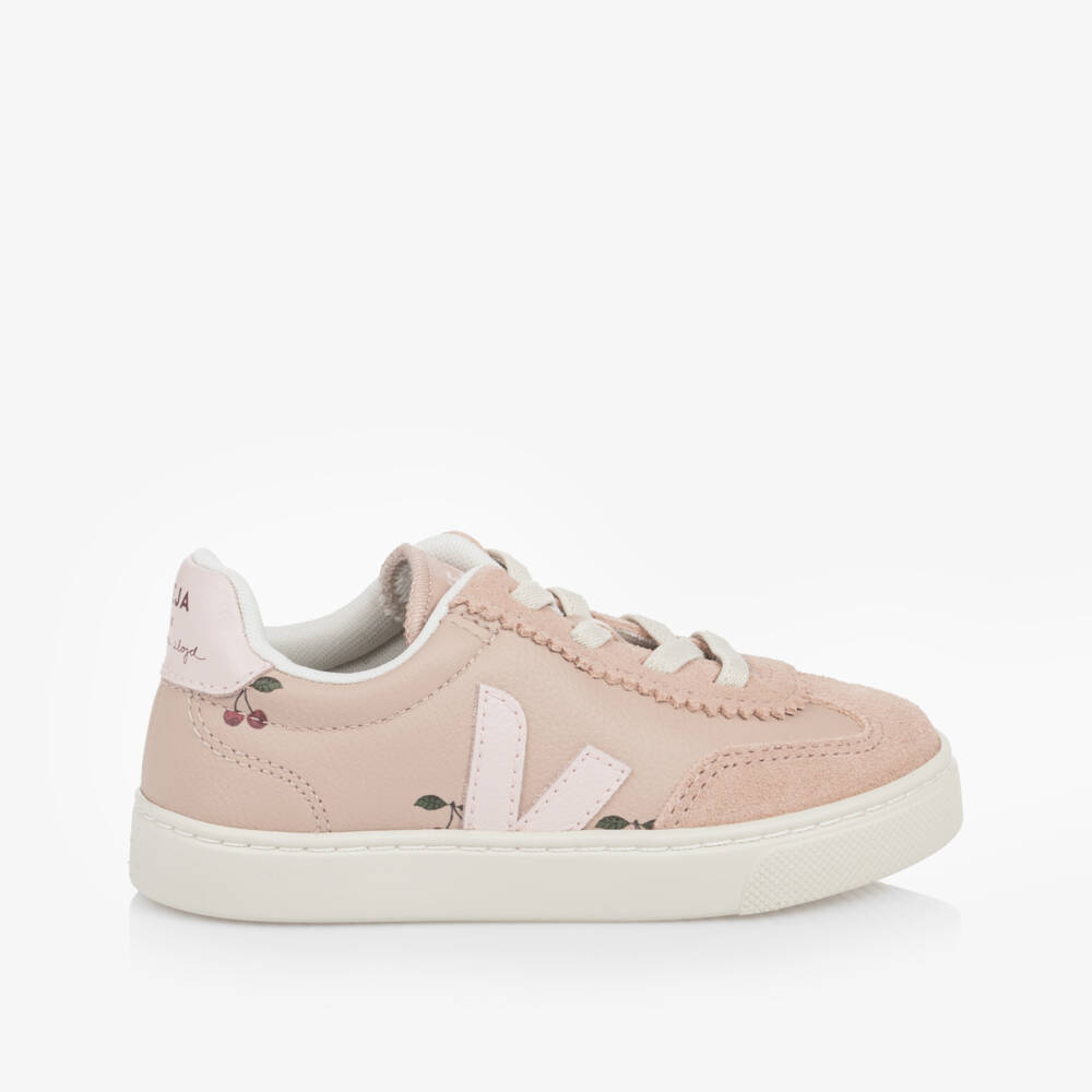 VEJA-Konges Sløjd Small Volley Leather Trainers in Pink | Childrensalon