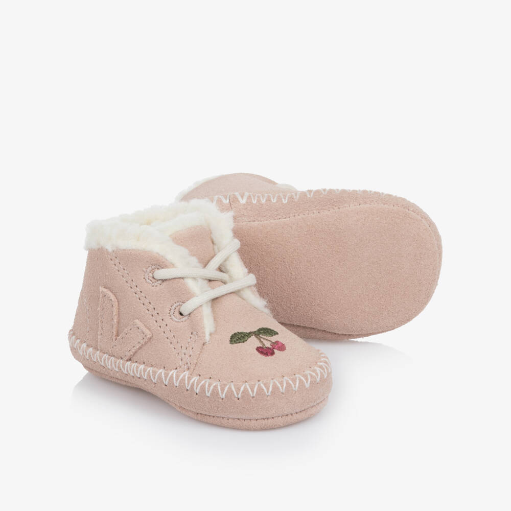 VEJA-Pink Konges Sløjd Pre-Walkers in Suede Leather | Childrensalon