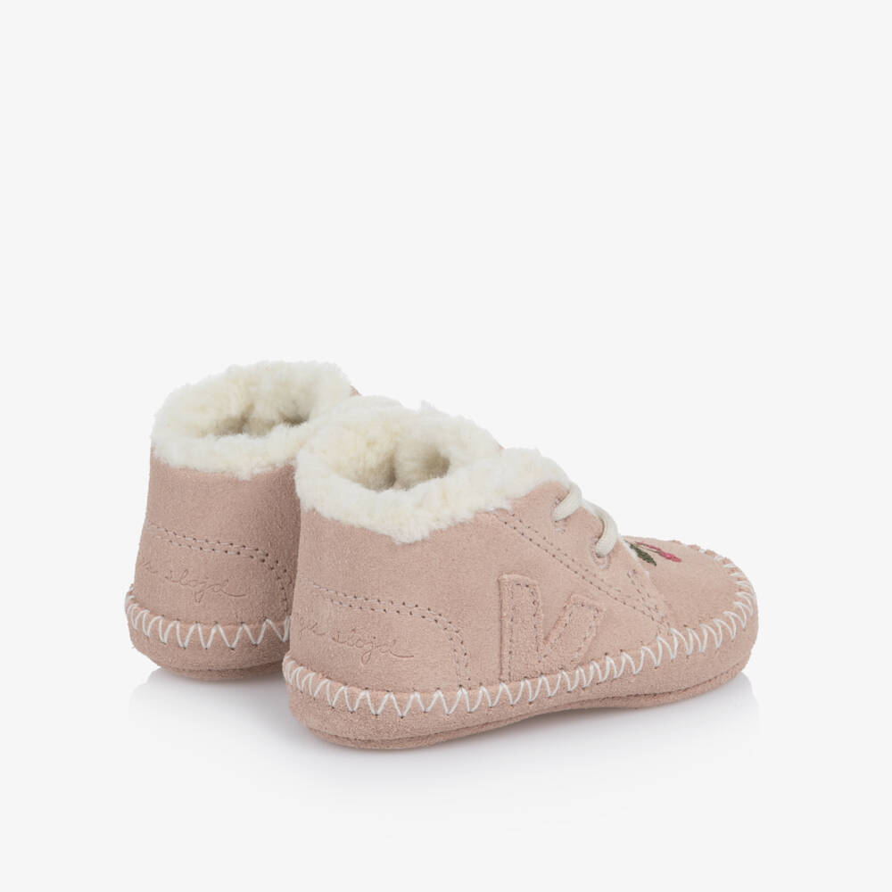 VEJA-Pink Konges Sløjd Pre-Walkers in Suede Leather | Childrensalon