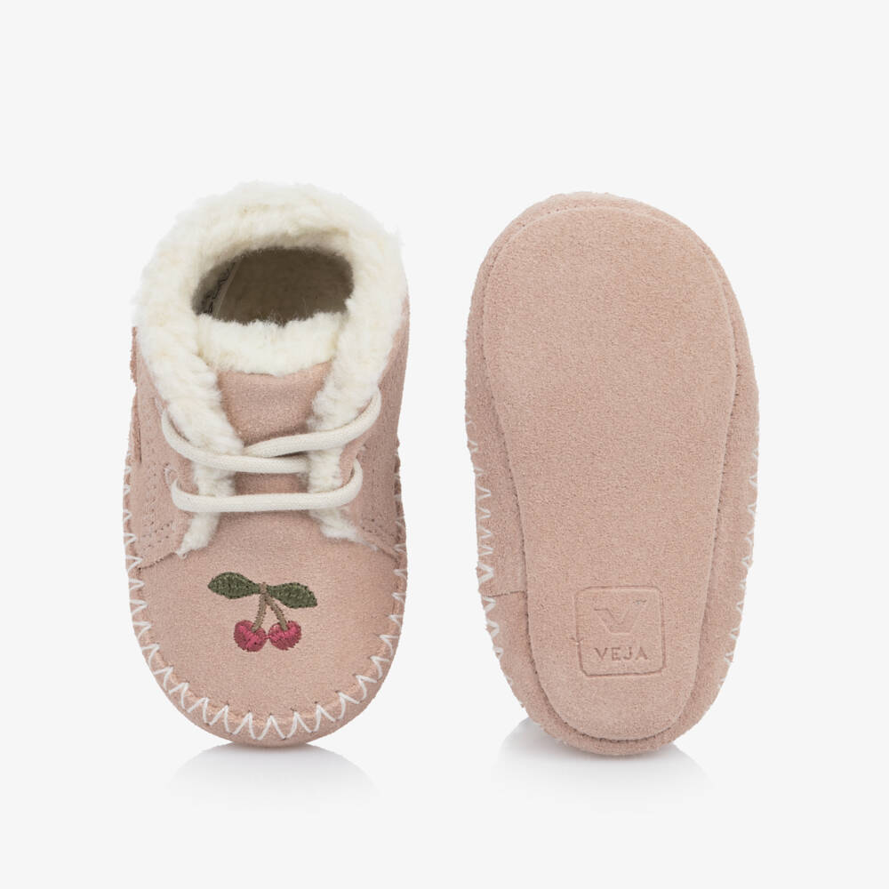 VEJA-Pink Konges Sløjd Pre-Walkers in Suede Leather | Childrensalon