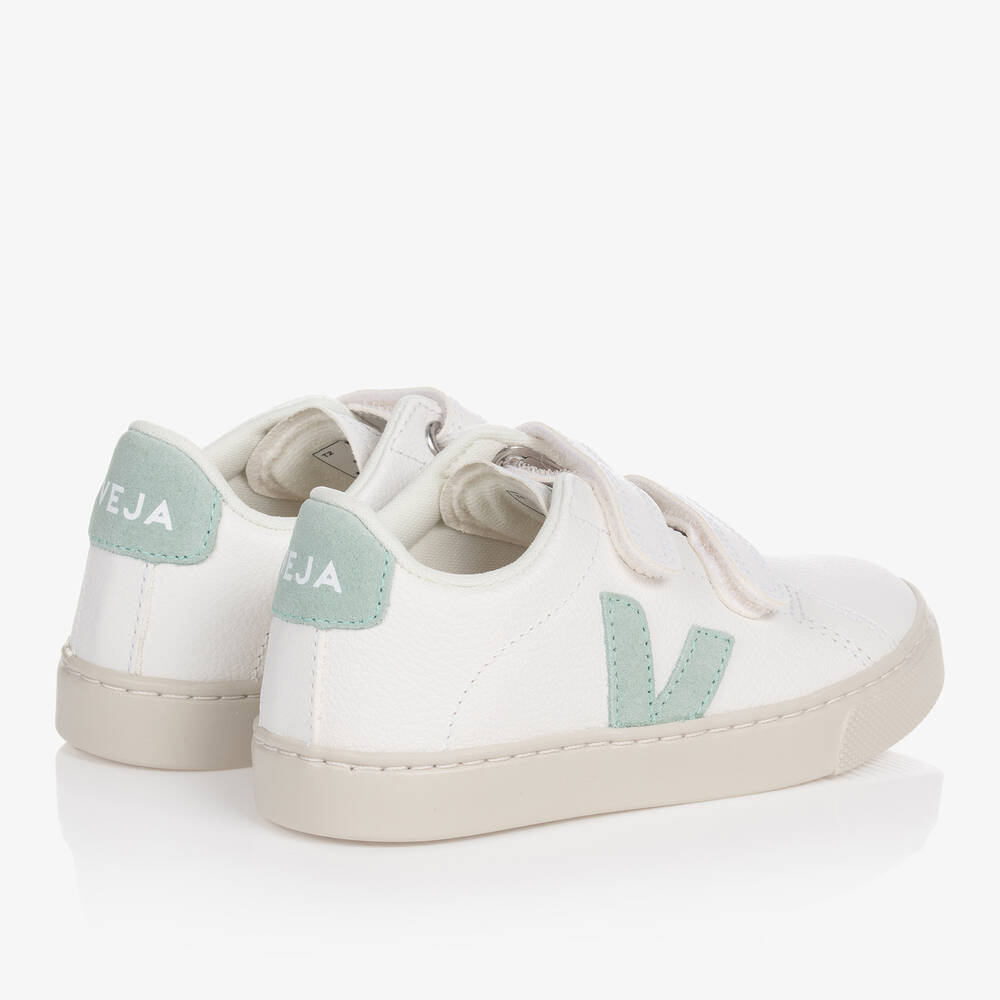 VEJA-Teen White & Green Esplar Trainers | Childrensalon