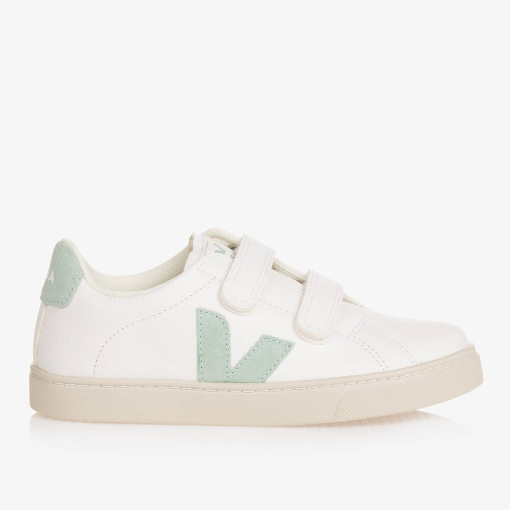 VEJA-Teen White & Green Esplar Trainers | Childrensalon