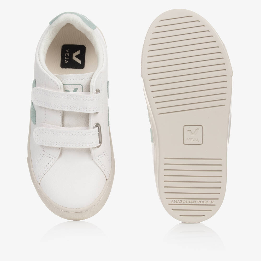 VEJA-Teen White & Green Esplar Trainers | Childrensalon