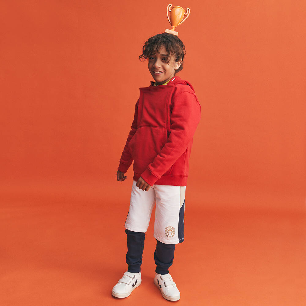 VEJA-Teen White & Navy Blue Leather Esplar Trainers | Childrensalon