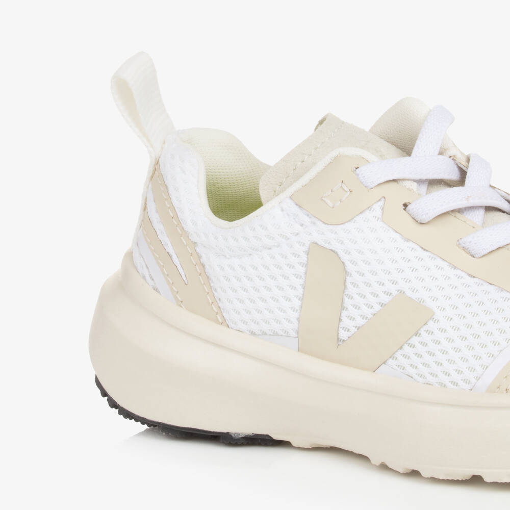 VEJA-White & Beige Canary Alveomesh Trainers | Childrensalon