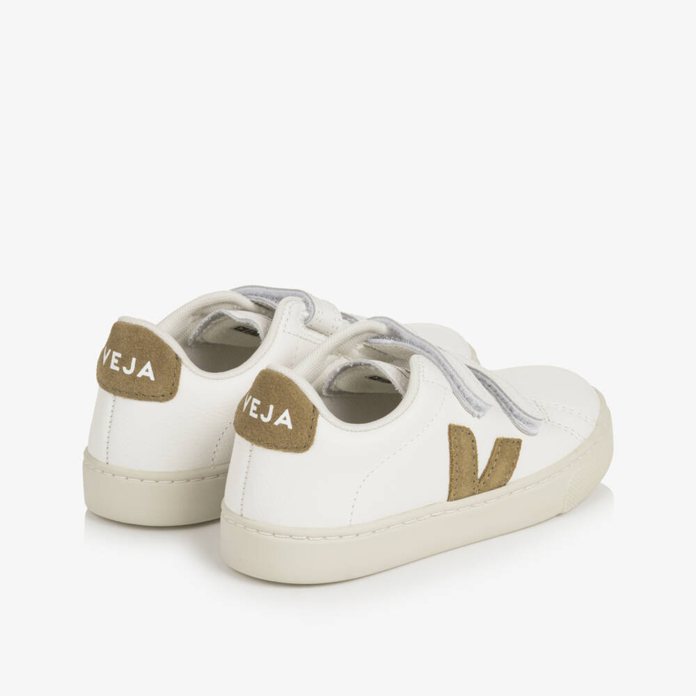 VEJA-White Esplar Leather Velcro Trainers | Childrensalon